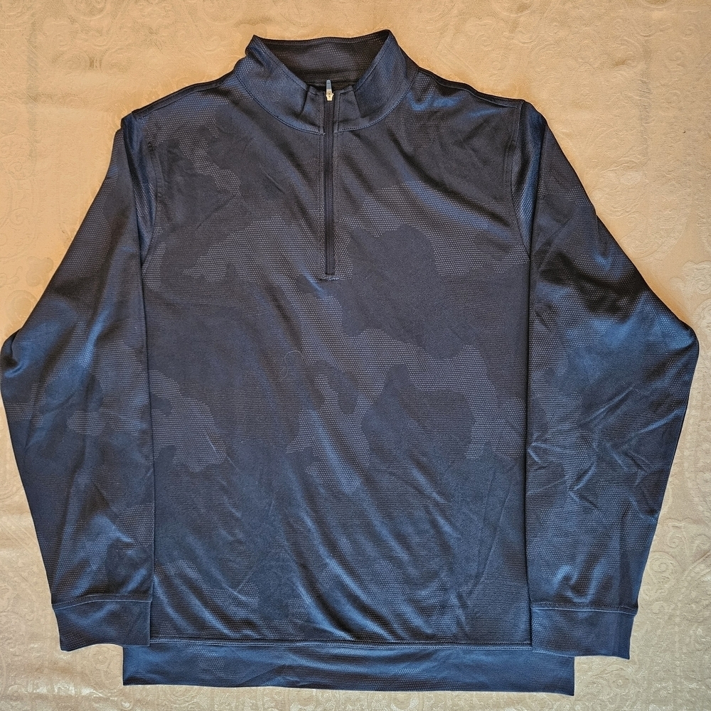 Med. Kirkland Signature Blue Quarter Zip Performance Pullover w/ Subtle Camo NWT